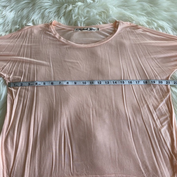 Michael Stars High Low Blouse Pink Peach One Size - Picture 7 of 13